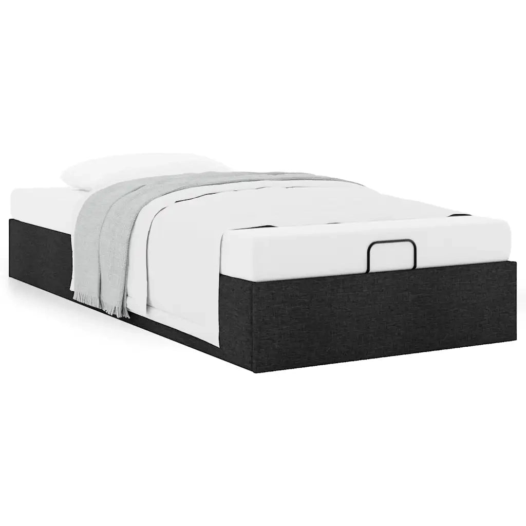 Struttura Letto Pouf senza Materasso Nero 90x190 cm in Tessuto