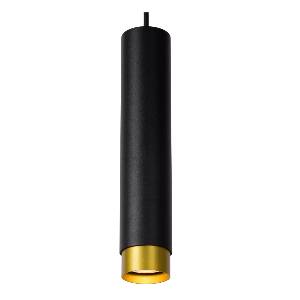 Lampada a sospensione tubo nera oro FLORIS Lucide GU10