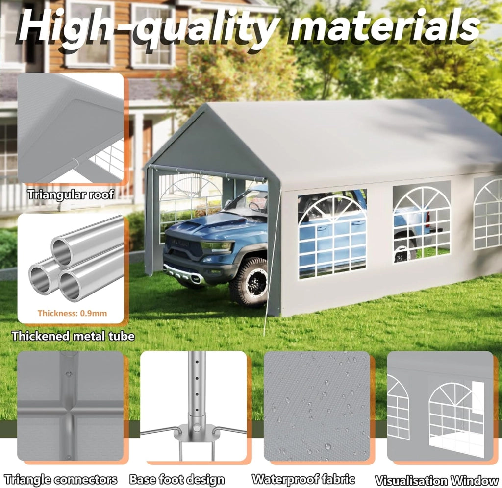 Gazebo per feste, 4 x 6 m, con 8 pareti laterali rimovibili, impermeabile, stabile, impermeabile, protezione solare, gazebo da giardino, tenda da giardino, colore grigio