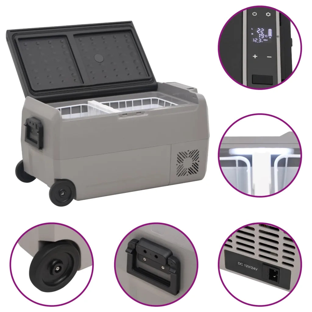 Borsa Frigo con Ruote e Adattatore Nera e Grigia 50 L PP e PE 3154639