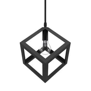 Lampadario Lampada Sospensione Cubo Moderno con Portalampada E27 NERO