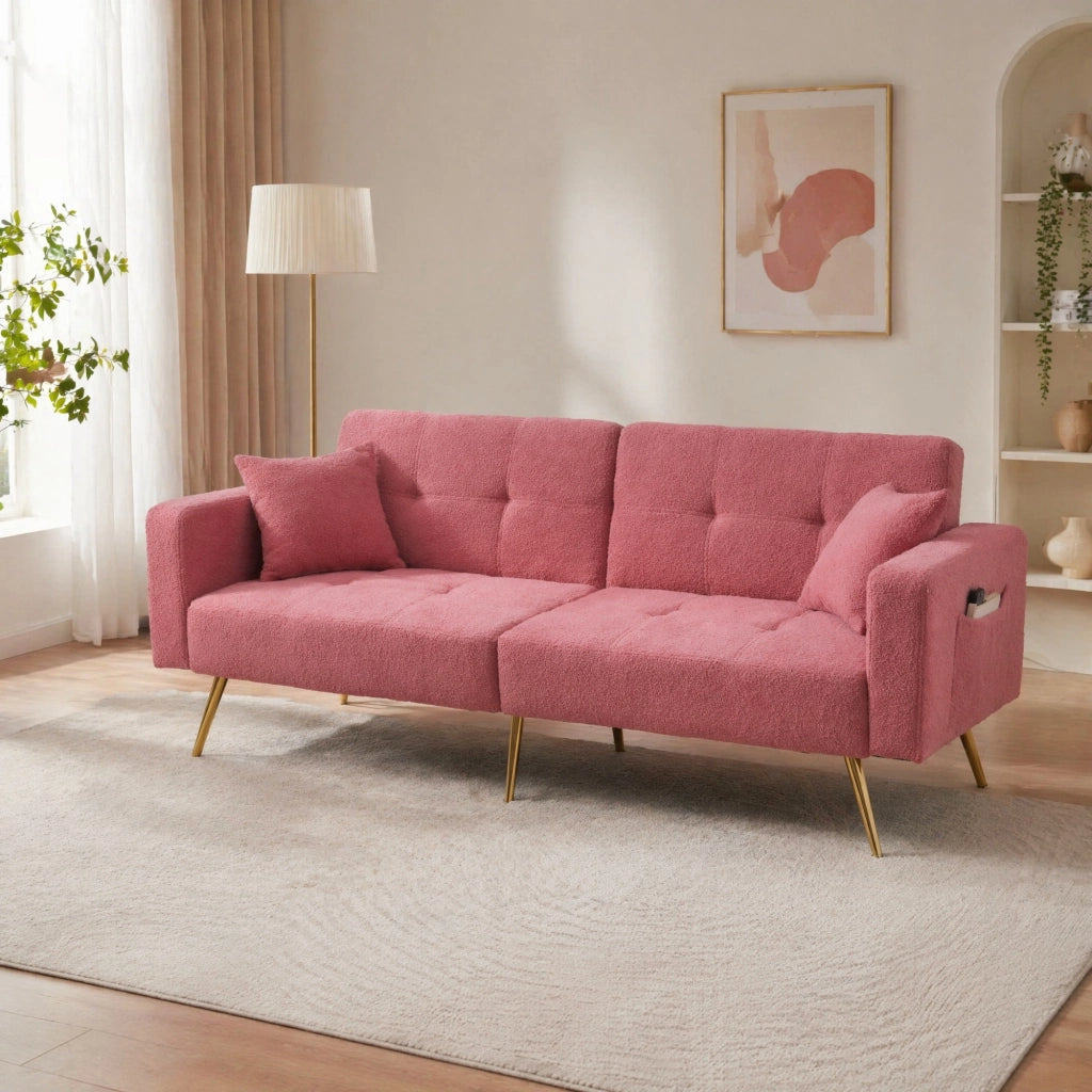 DIVANO LETTO regolabile 175x64x72 cm Rosa con tasche laterali