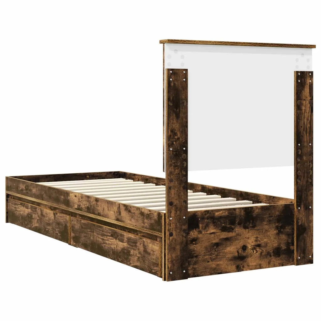 Letto con Contenitore Rovere fumé 75 x 190 cm Legno multistrato
