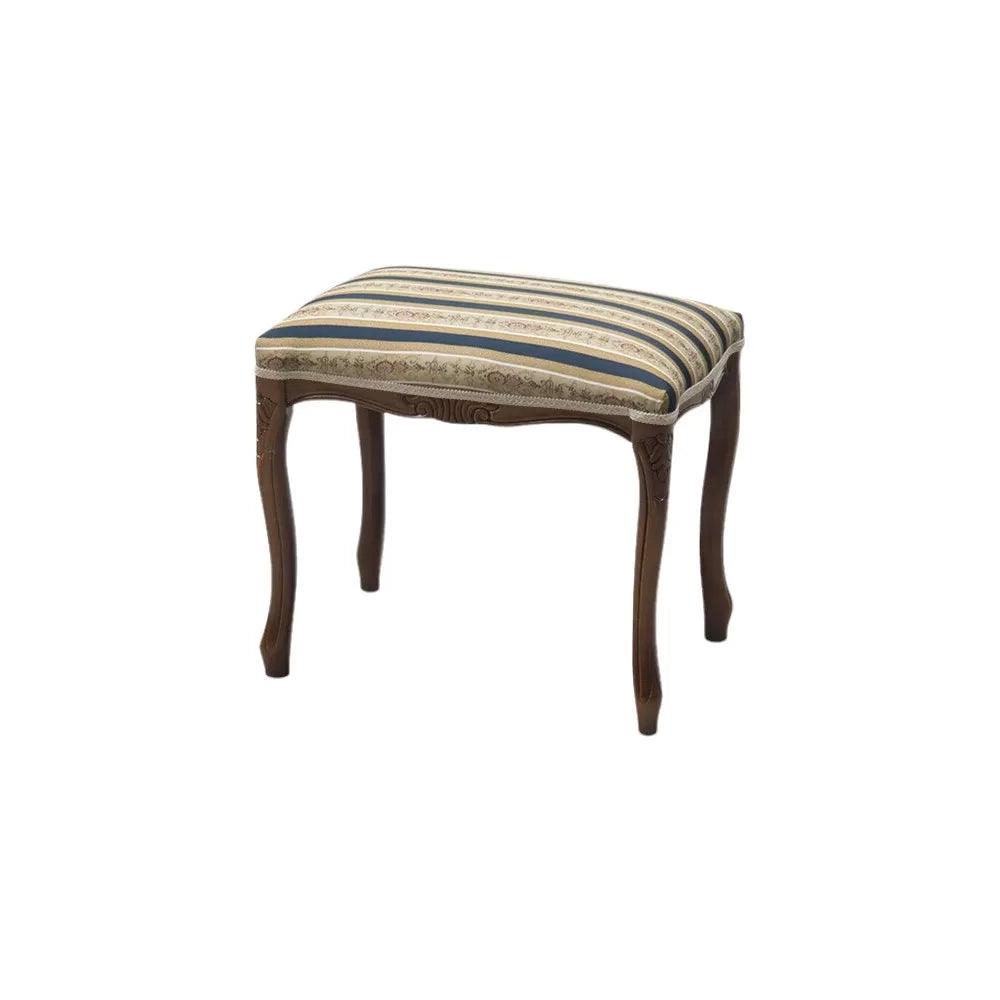 Pouff imbottito tessuto blu legno noce scuro 43x33x43 - Mobili 2G