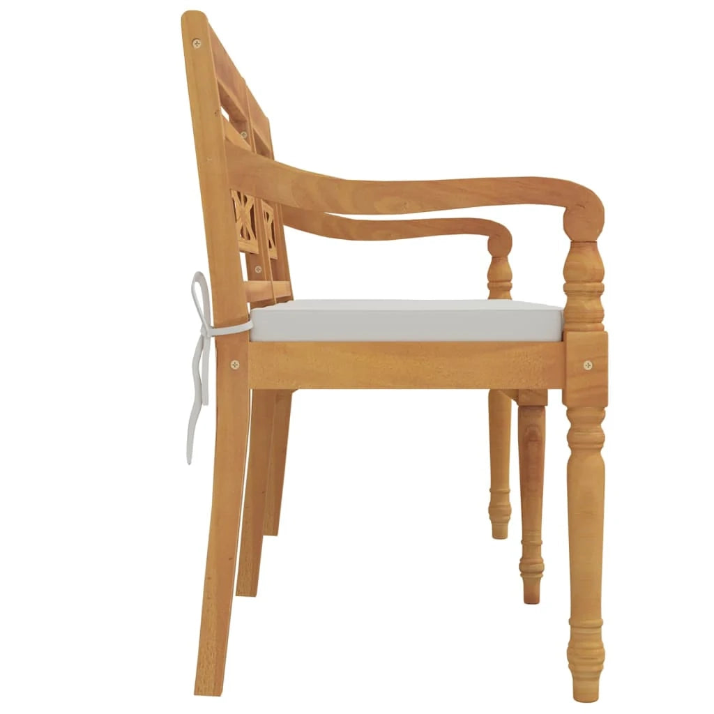 Panca da giardino mobili da esterno per patio terrazza con cuscino 150 x 51,5 x 84 cm legno massello di teak 02_0011035