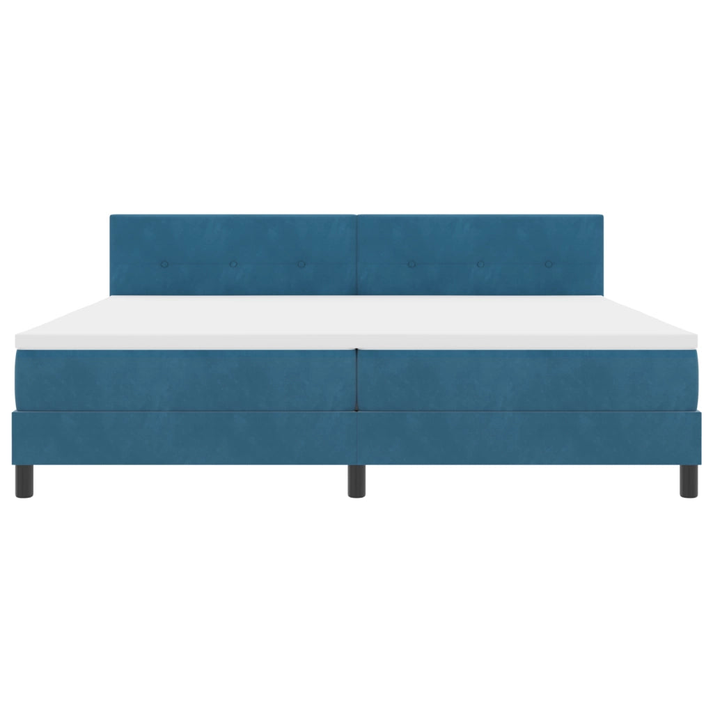 Letto Box Spring  con Materasso Blu Scuro 200x200 cm Velluto