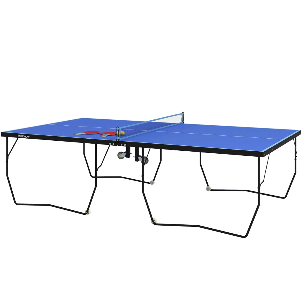 Tavolo da ping pong pieghevole ¨C zephmum ¨C blu, MDF, acciaio, 274x152.5x76 cm