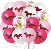 Balloncini tema cavalli 40 pezzi – 30 cm palloncini in lattice con confetti rosa – festa western cowgirl per bambini – decorazione per compleanni e feste tematiche