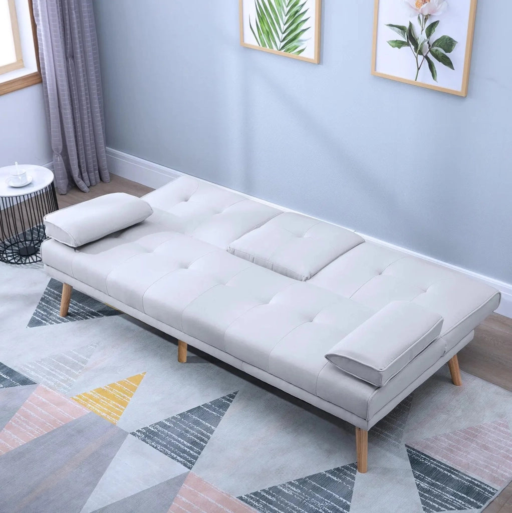 Schlafsofa 3-Sitzer aus Leinen, Hellgrau, 181x77x72 cm, multifunktional und bequem