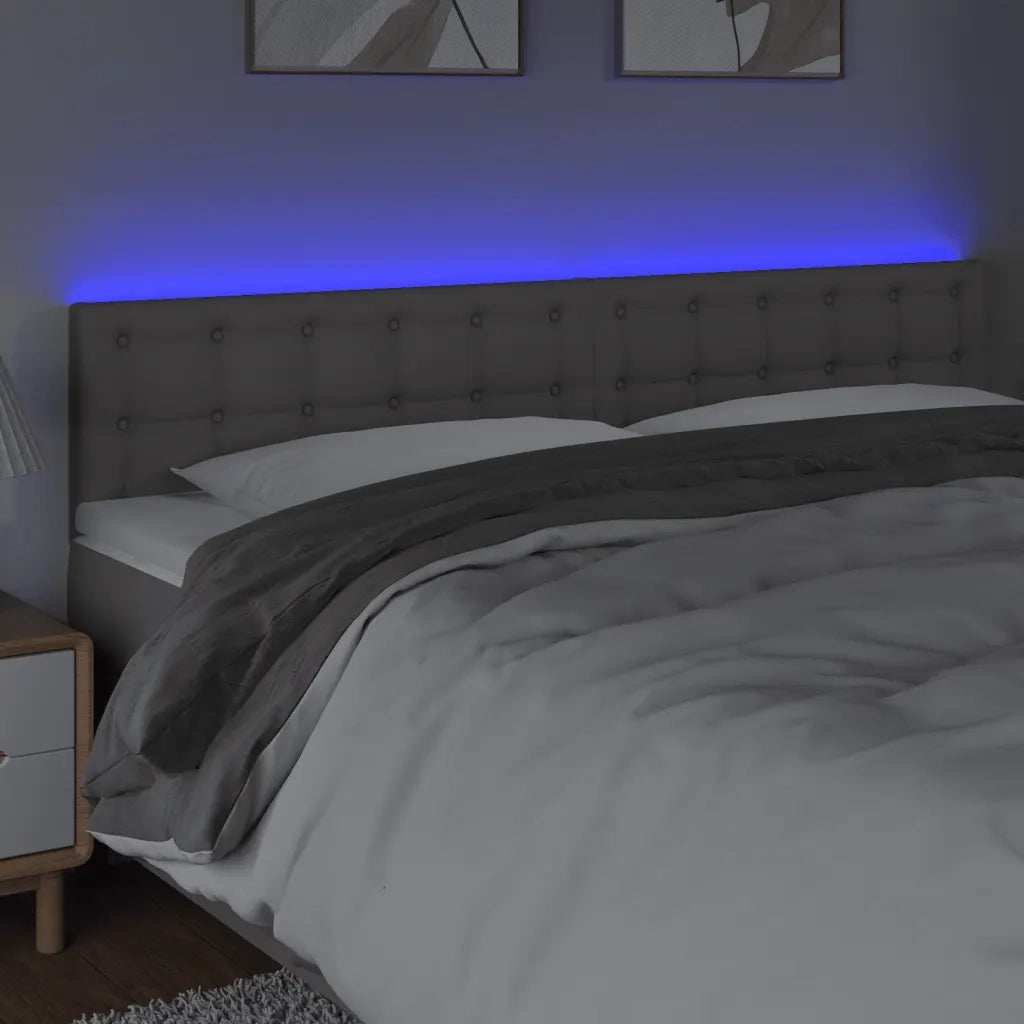 Testiera | Testata a LED Grigio 200x5x78/88 cm in Similpelle