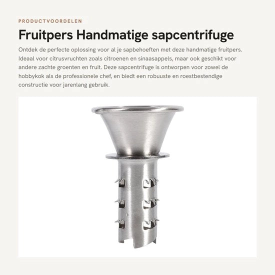 Centrifuga manuale per succo - Disegno ergonomico - In acciaio inossidabile - Accessorio per cucina - Adatto per frutta e verdura - Dimensioni compatte