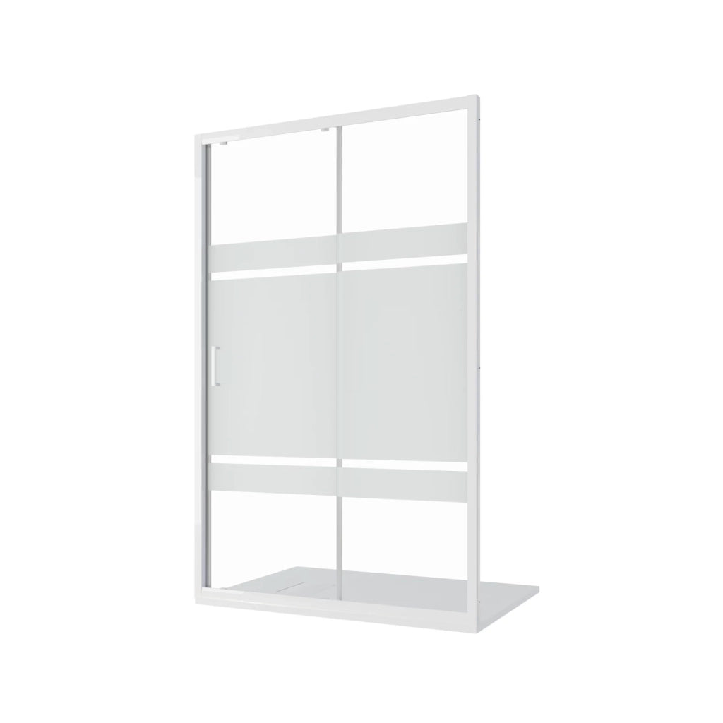 Porta doccia per nicchia da 120cm vetro 4mm serigrafato profili bianchi | Maiorca