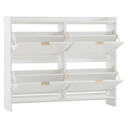 Scarpiera con 4 Ribalte; Ripiano Aperto e Piano Superiore; Stile Moderno; in Pannello Truciolare; Bianco; 110×24×90 cm
