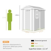 Casetta da Giardino in Resina con Pavimento, Porta con Blocco e Finestra, 1.3 x 1.8 m, Grigio