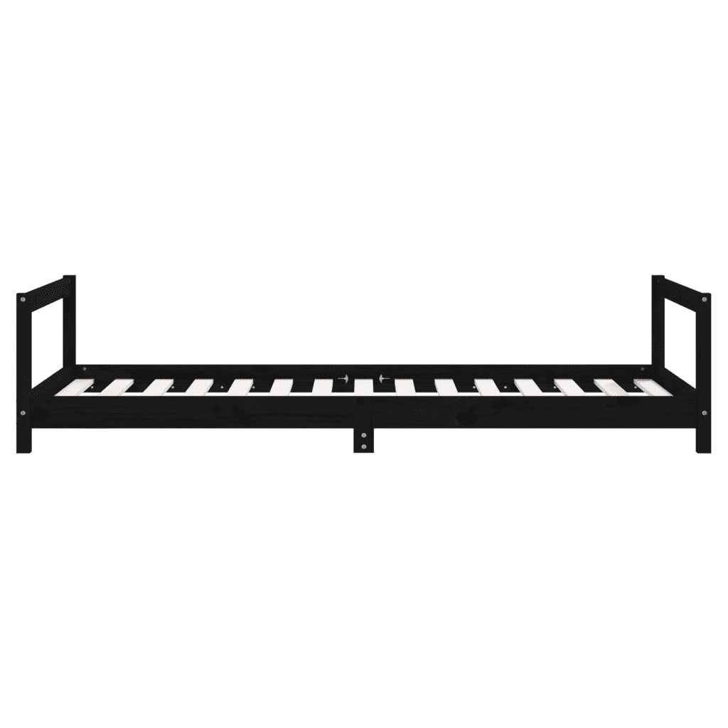 Giroletto per Bambini Nero 90x190 cm in Legno Massello di Pino 834404