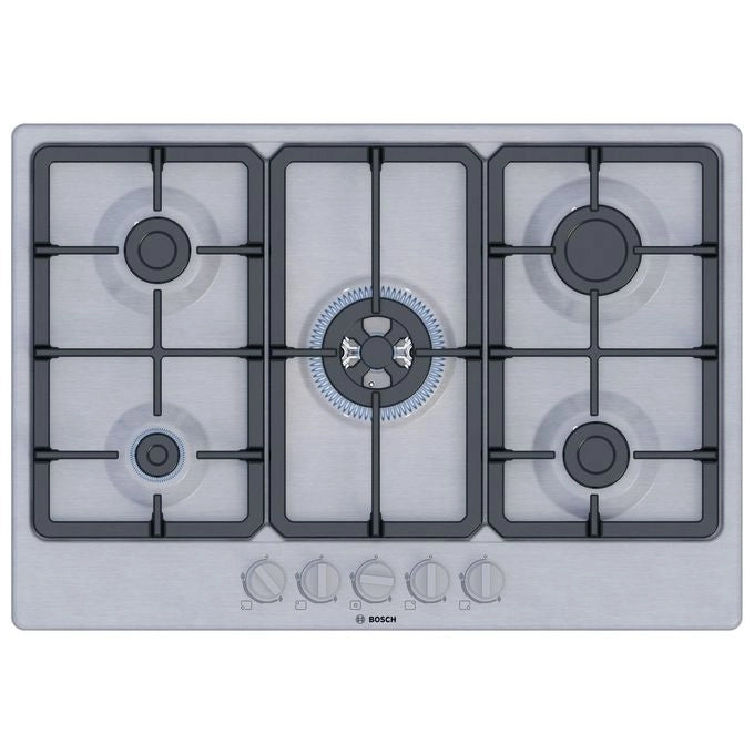 Bosch Serie 4 PGQ7B5K90 , Piano cottura a gas, 75 cm, Acciaio inox