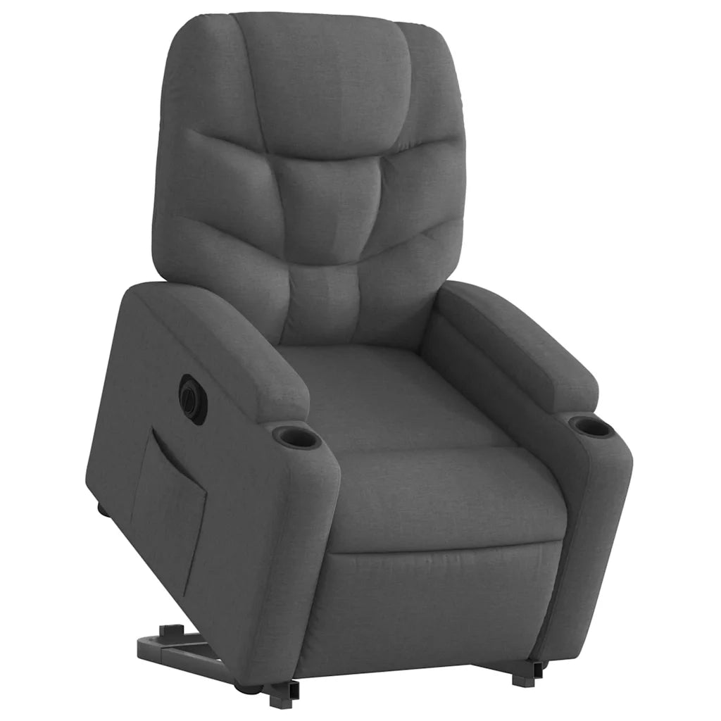Poltrona Alzapersona Reclinabile Elettrica Grigio Scuro Tessuto 3204621
