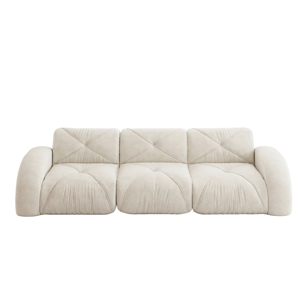 Divano 3 Posti Modulare ¨C MINIMAL ¨C Tessuto Chenille Bianco, Senza Montaggio