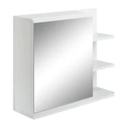 kleankin Specchiera Bagno a Parete con Anta e 3 Ripiani Laterali in Legno, 60x18x50cm, Bianco