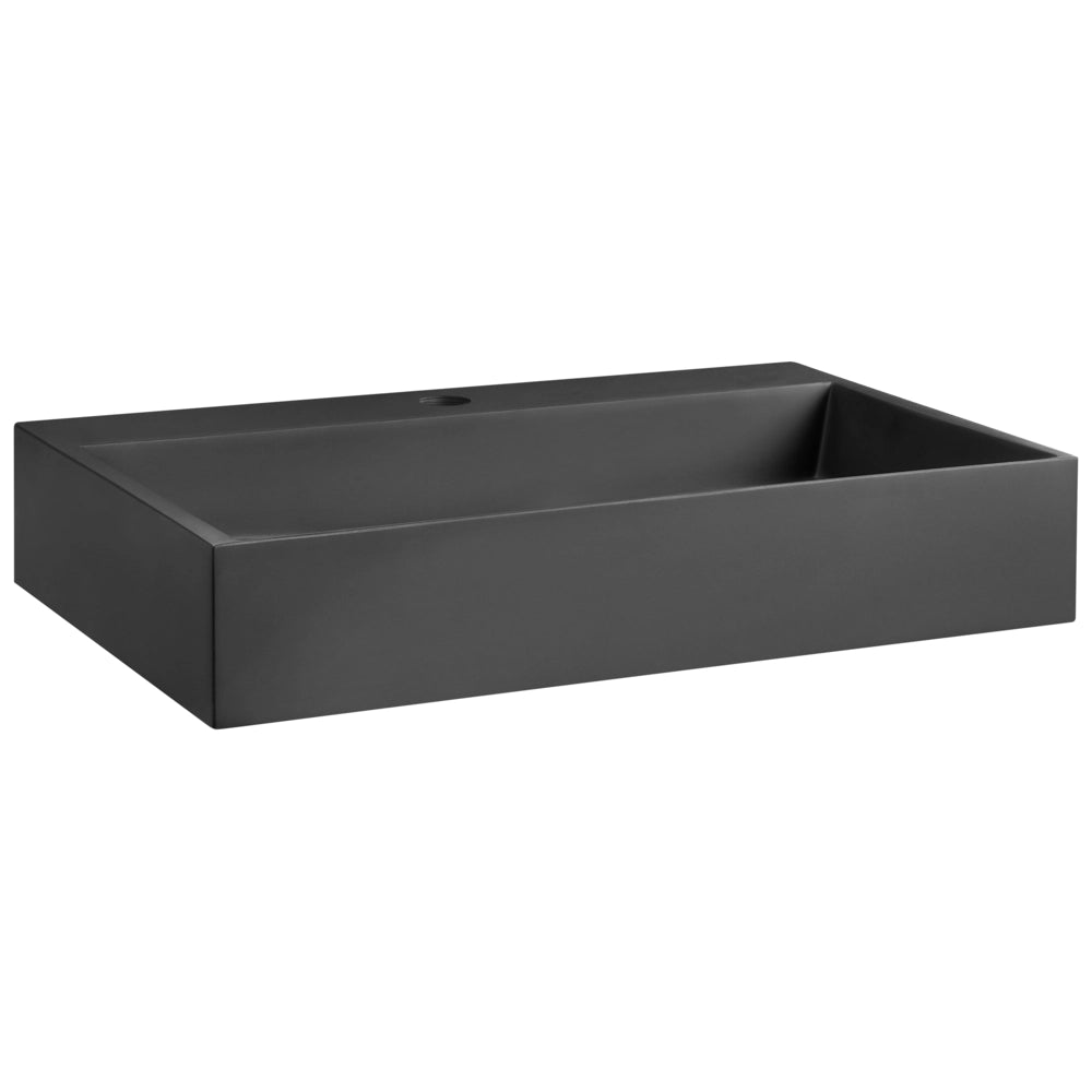 Lavabo bagno classico rettangolare in ceramica finitura lucida 60 x 38 cm nero Lavello da bagno rettangolare