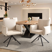 Sedie da pranzo girevoli a 360°, 6 pezzi in velluto beige con braccioli imbottiti e schienale ergonomico