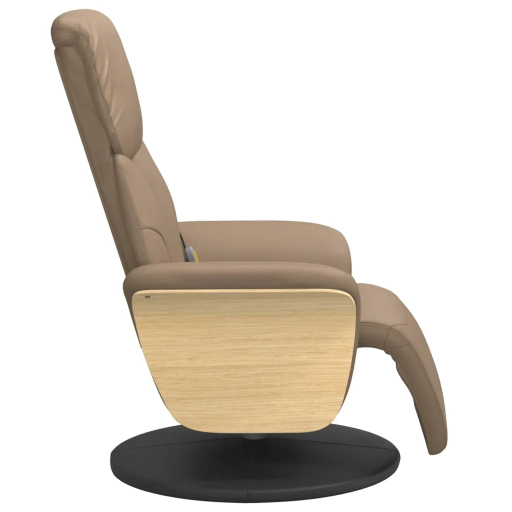 Divano Sedia-Poltrona Reclinabile Massaggi Poggiapiedi Cappuccino Similpelle 411627