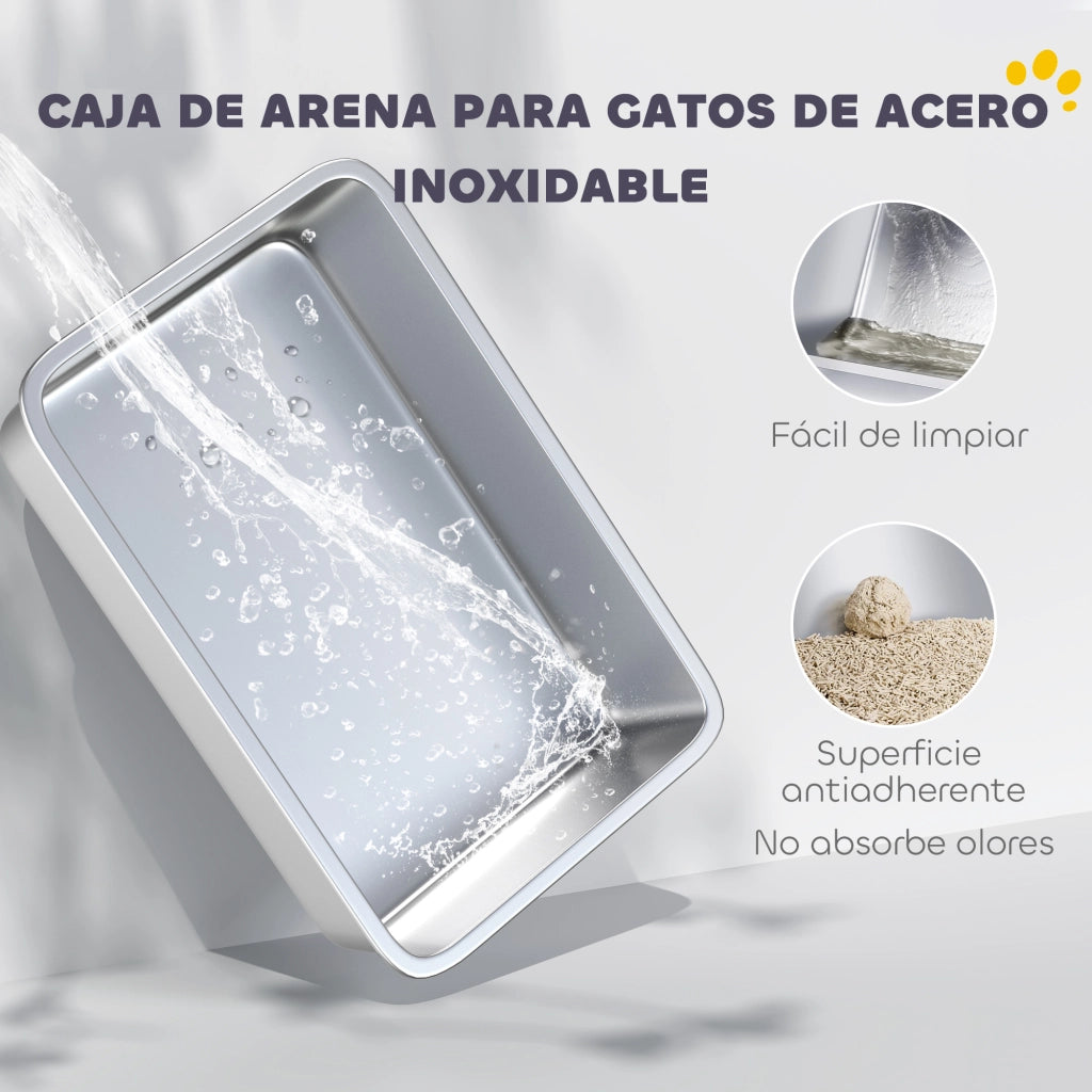 Arenero per Gatti XL ¨C zephmum ¨C Grigio Acciaio Inox 60x40x29.5 cm