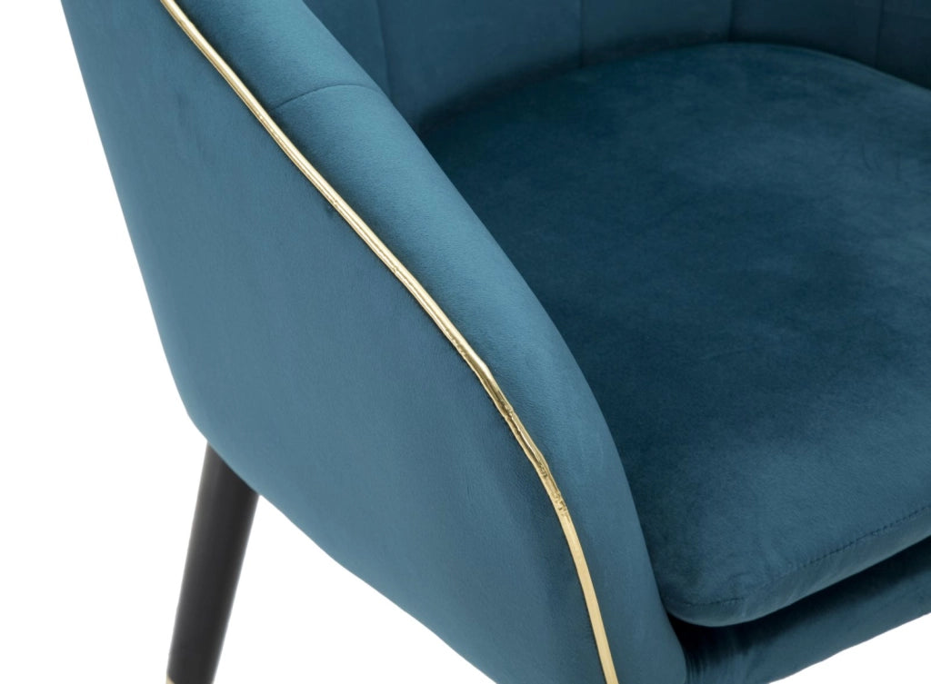 Poltrona Paris Oro 62x58x78 cm in Legno e Poliestere Ottanio