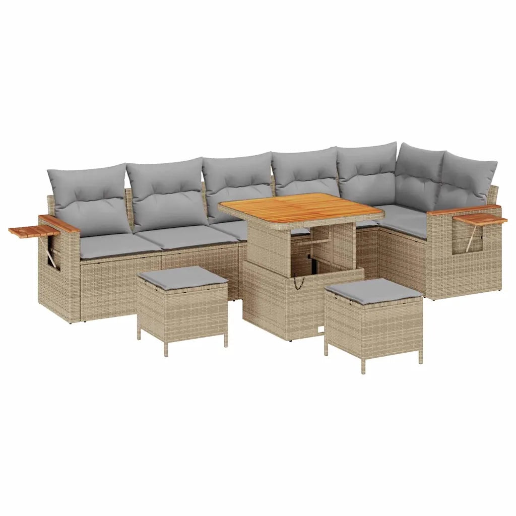 Set Divano da Giardino 11 pcs Beige e Grigio Chiaro polyrattan 3365142
