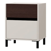 Gili, Comodino 2 Cassetti, 48x40x60h cm Bianco Crema
