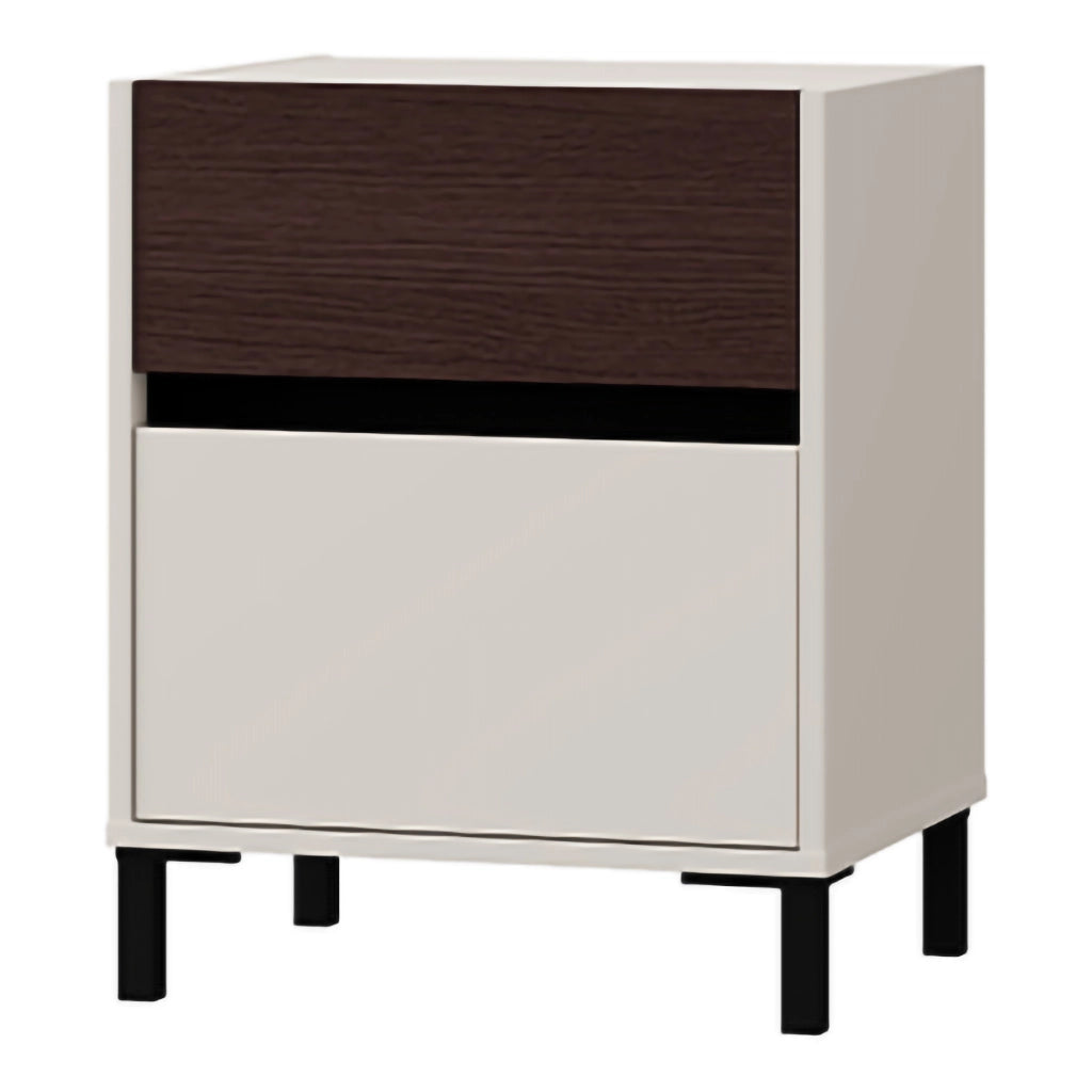 Gili, Comodino 2 Cassetti, 48x40x60h cm Bianco Crema