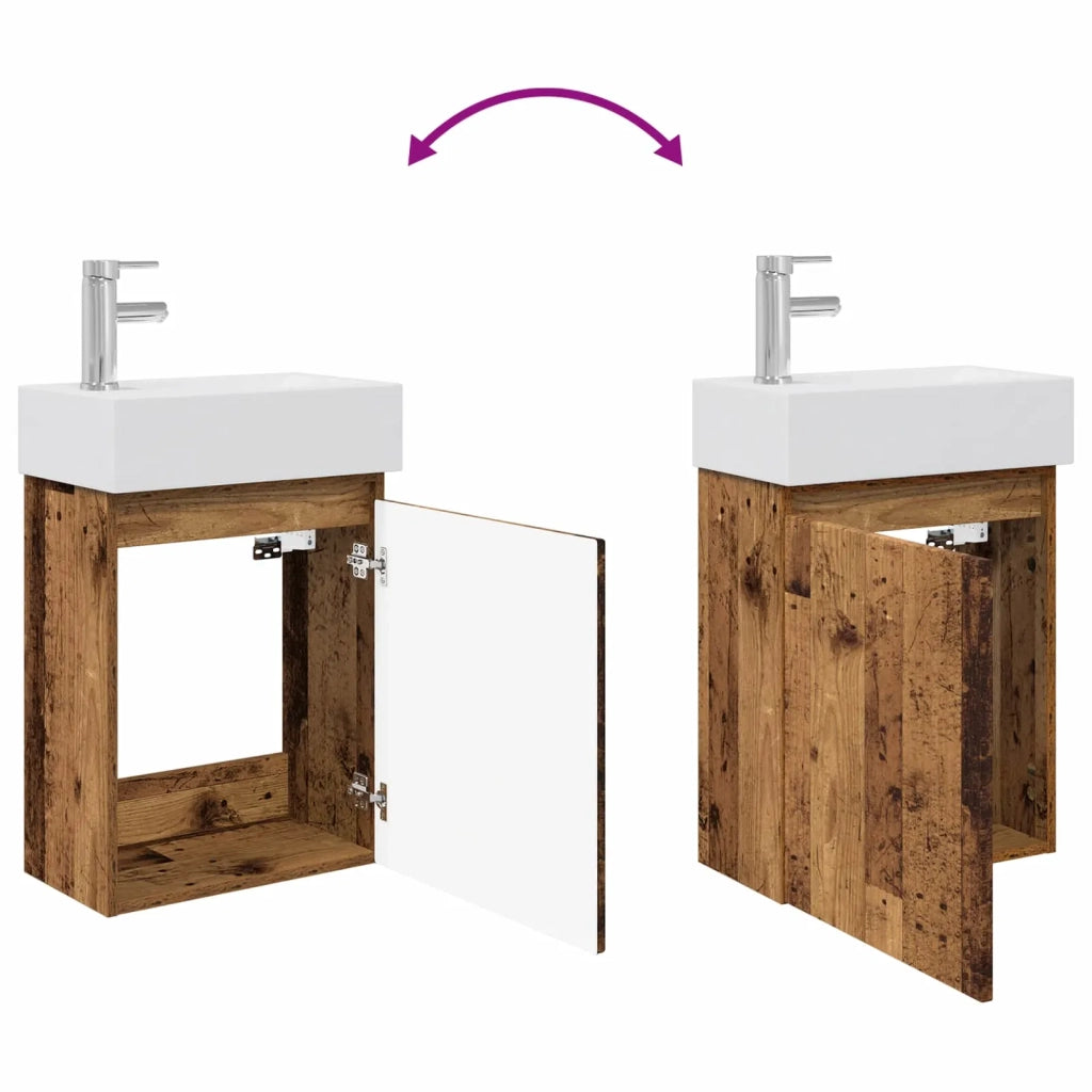 Mobile bagno con rubinetto Legno antico 45,5 x 22,5 x 84 cm 889449