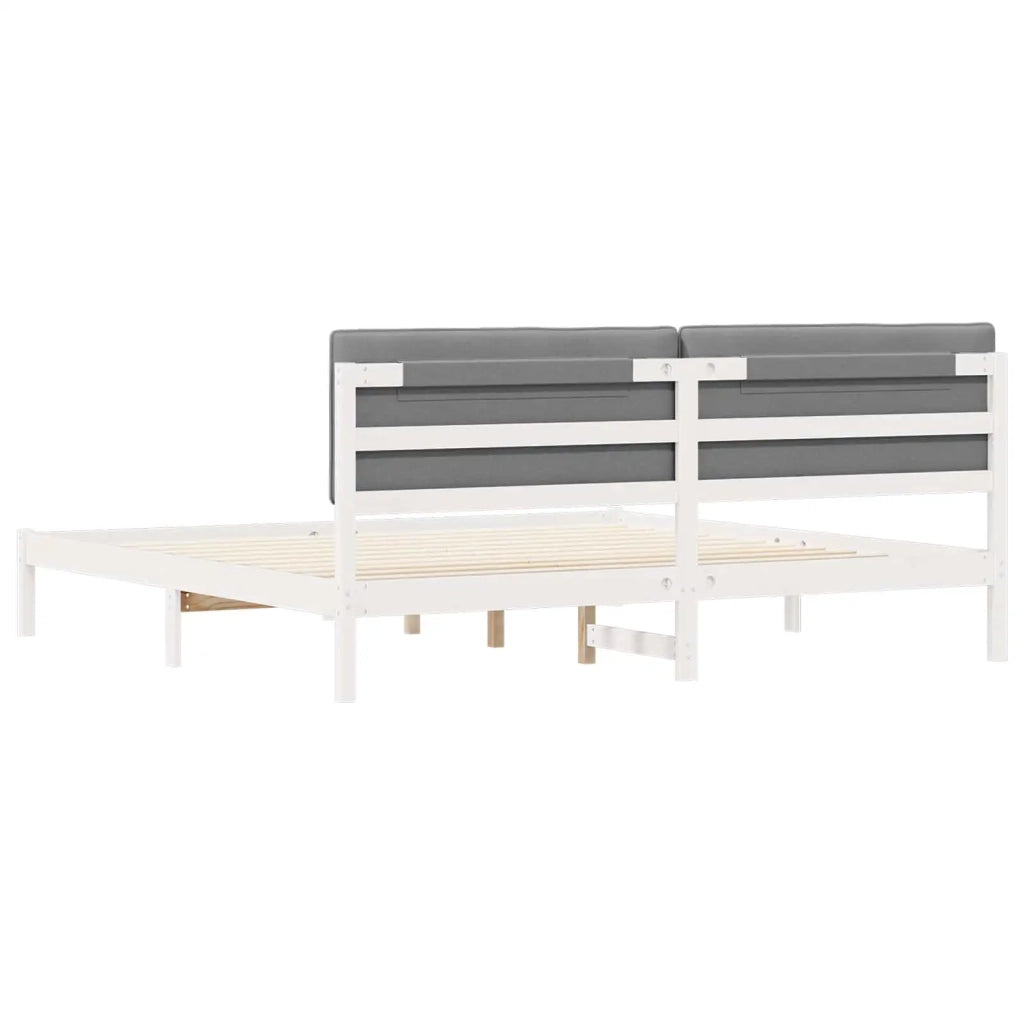 Letto con Testiera Rivestita Grigio chiaro 200 x 200 cm 3405576