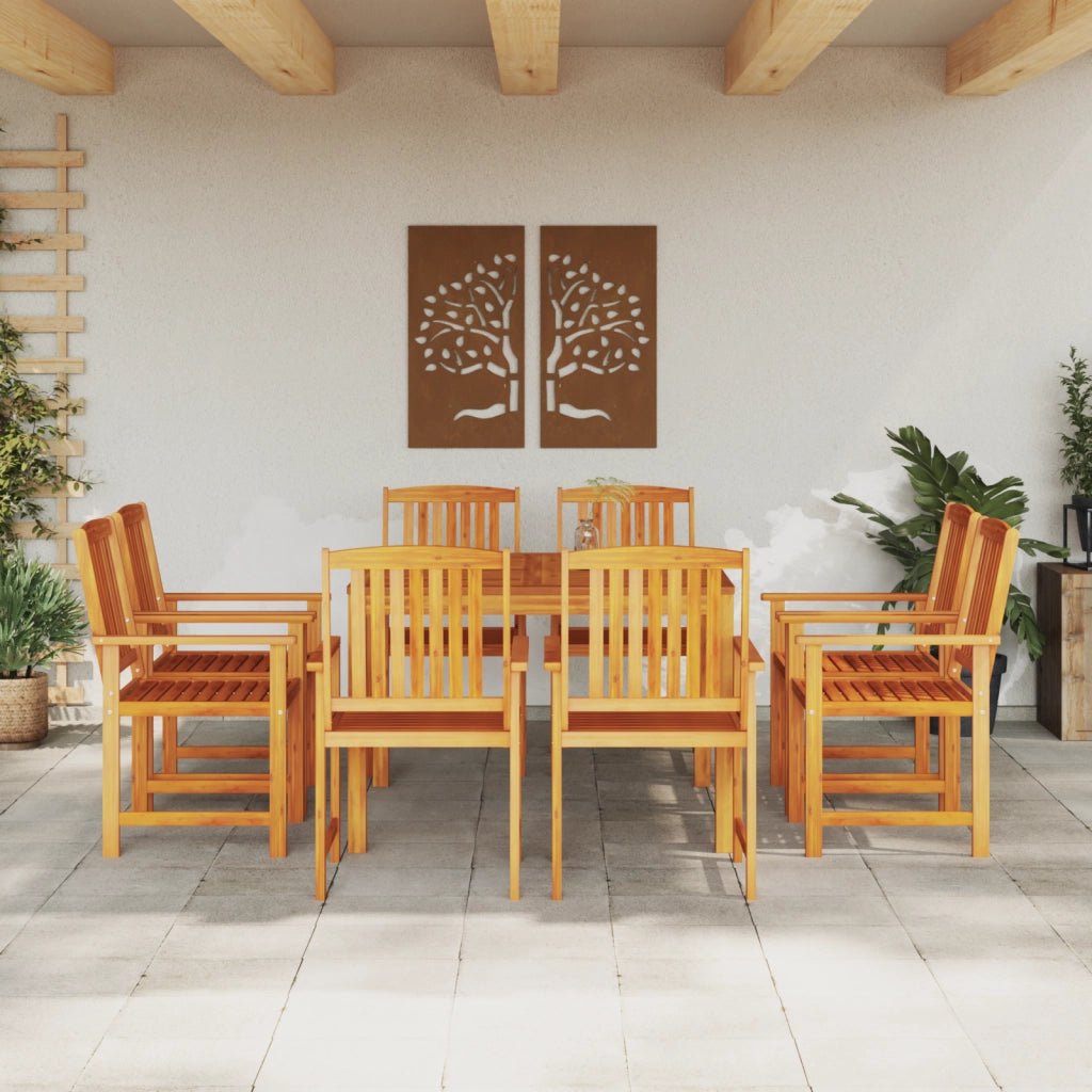 Set da Pranzo da Giardino 9 Pezzi in Legno Massello di Acacia