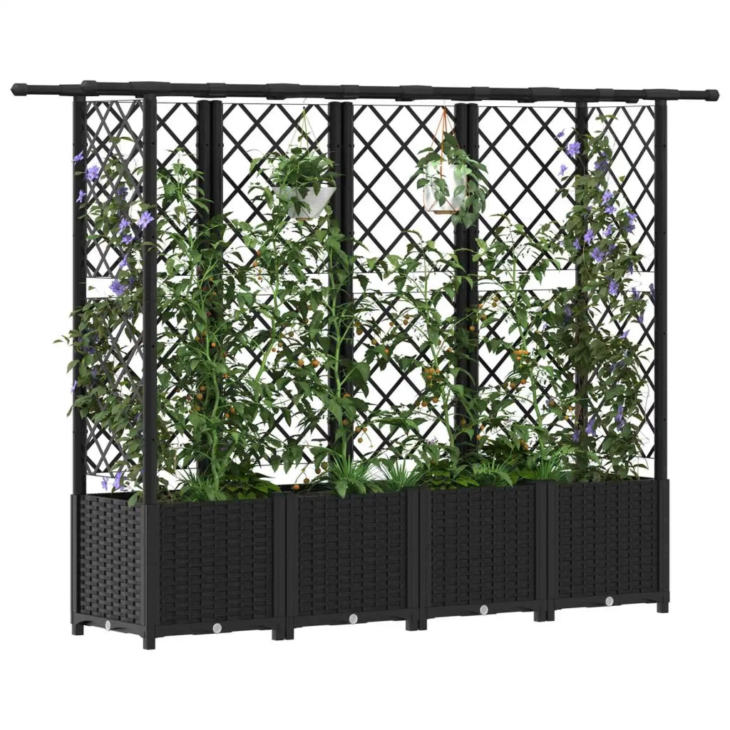 Letto Rialzato con Griglia e Tetto Nero 203 x 40 x 138 cm PP 42032544