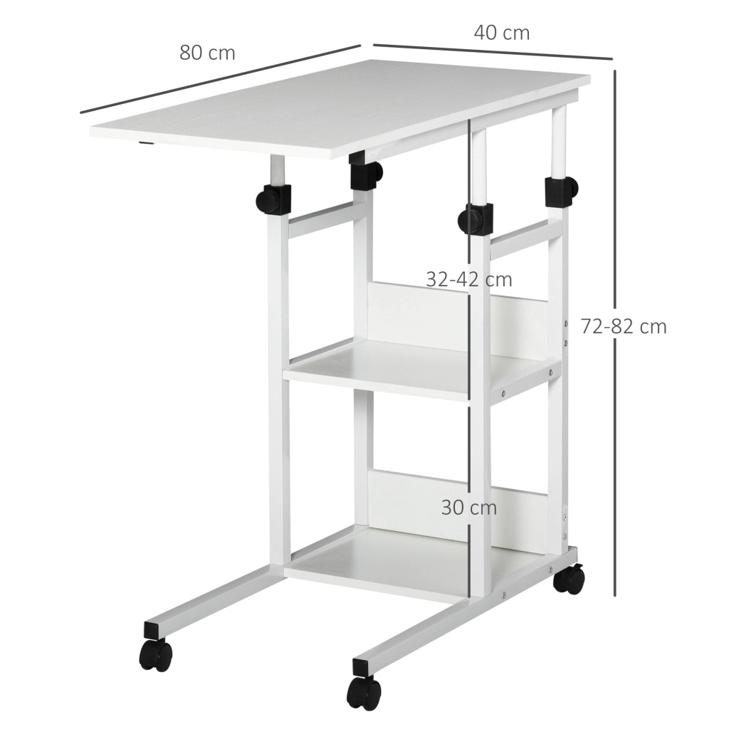 Tavolino da caff¨¨ con ruote ¨C zephmum ¨C bianco 80x40 cm