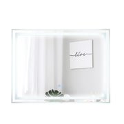 Specchio da bagno rettangolare 80 x 60 cm con illuminazione frontale e posteriore atmosfera accogliente vetro argentato 20_0012849