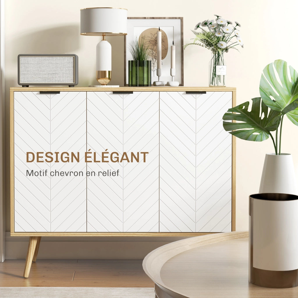 Credenza con ante e cassetti ¨C Zephmum ¨C Legno naturale 91.5x35x77.4 cm