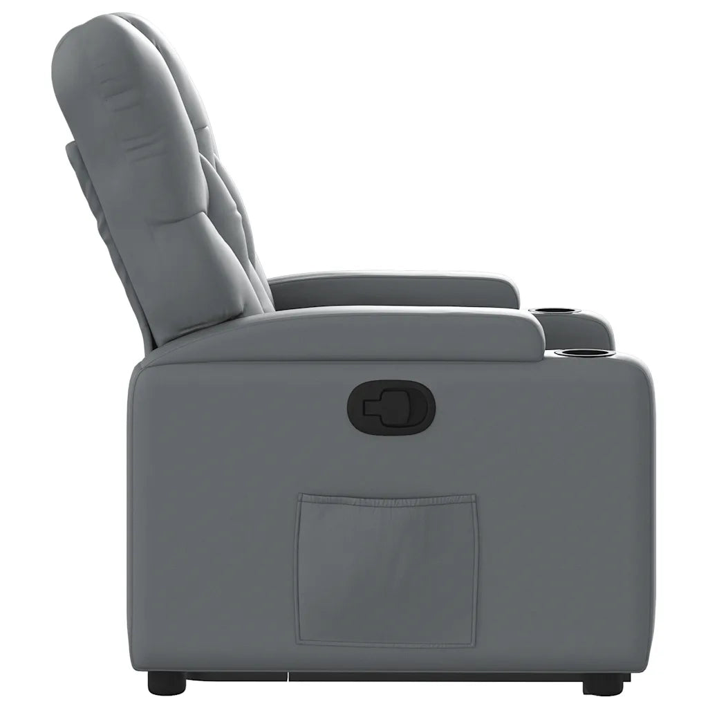 Poltrona | Sedia Relax Alzapersona Reclinabile Grigio in Similpelle