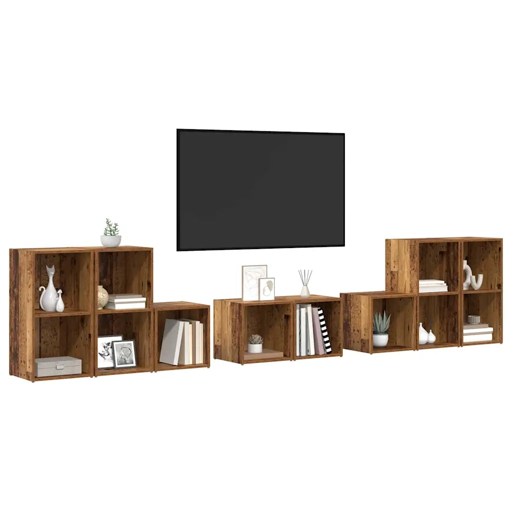 Set di mobili TV 8 pz-Credenza per TV Legno vecchio Legno multistrato