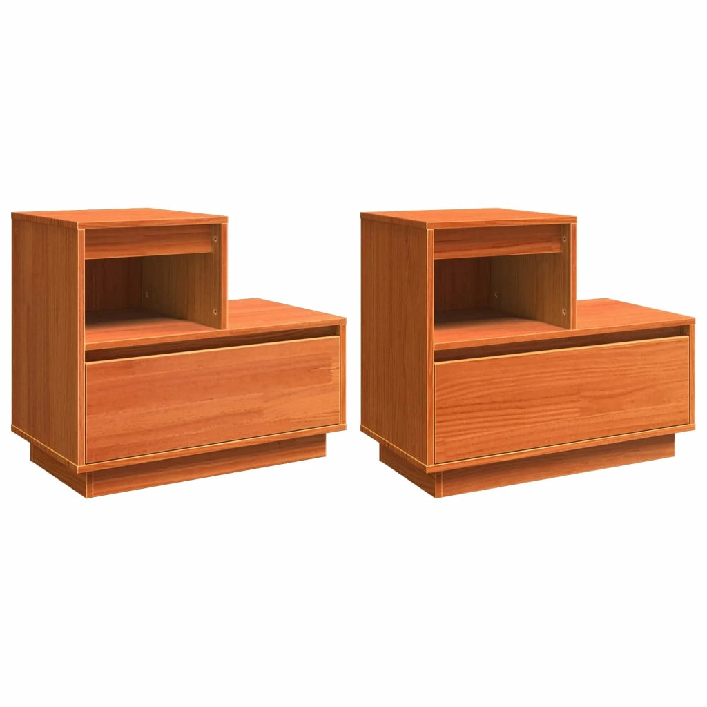 Set di 2 Comodini | Armadio da Notte | Mobiletto da notte Marrone cerato 60 x 34 x 51 cm