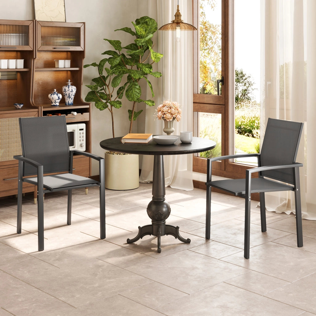Sedia da giardino impilabile ¨C zephmum ¨C 2 pezzi grigio scuro 56x58x89 cm