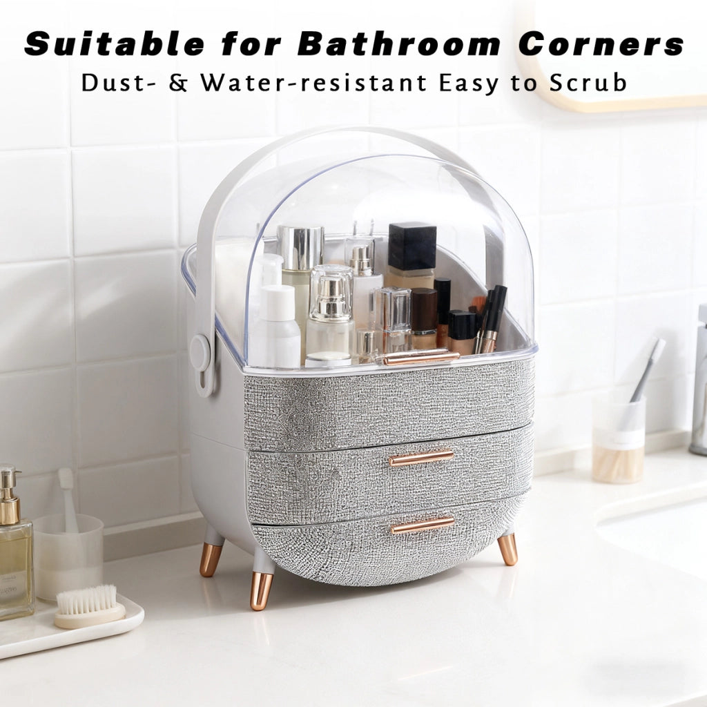 ZMH Porta trucchi da scrivania con più cassetti contenitore per cosmetici color argento 29 x 19 x 38 cm