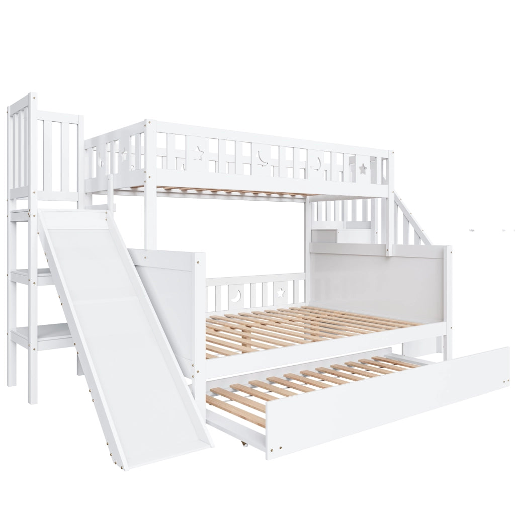 Letto a Castello 90x200 cm e 140x200 cm con Scivolo; Scala; Ripiani e Letto Estraibile