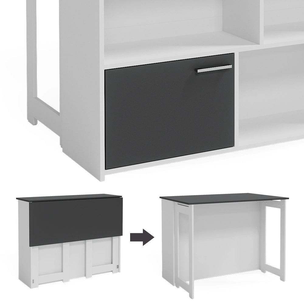 Vicco Tavolo bar alto Antracite/bianco 116 x 37 cm 4x scomparti aperti e 1x porta