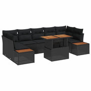 Set da Pranzo per Giardino con cuscino 8 pcs Nero e Marrone 3350045
