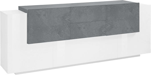 Mobile New Coro L 220 x H 86 x P 45 cm colore bianco lucido e grigio cemento