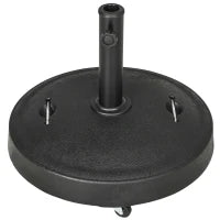 Base per Ombrellone da 23.5kg con 2 Manovelle e Rotelle, in Resina e Acciaio, Ø53x41 cm, Nera