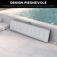Rampa per Sedia a Rotelle e Scooter per Disabili Pieghevole e Antiscivolo in Alluminio, 305x73.5x5 cm, Argento