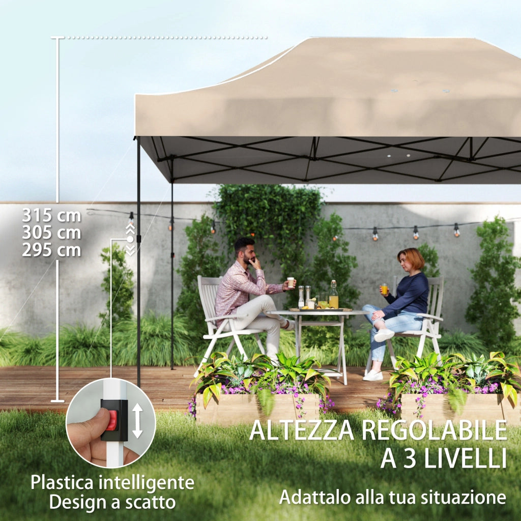 Gazebo Pieghevole con Pareti ¨C zephmum ¨C Marrone Sabbia 2.9x4.3 m